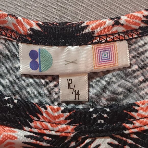 LuLaRoe Zigzag Skater Dress – Size 12/14 | Orange Black White Chevron - Picture 5 of 8